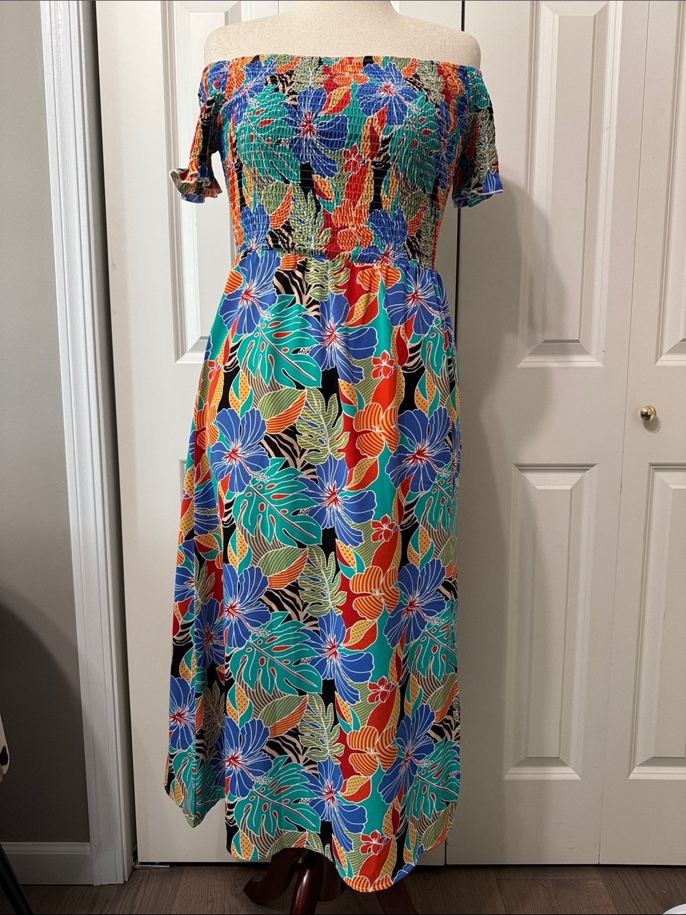 Cupshe Multicolor Tropical Midi Dress, Off or on shoulder - Picture 7 of 8